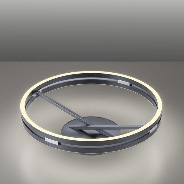 Paul Neuhaus Stropní LED svítidlo PURE Loop, pr.60cm, 7W+30W 2700-5000K, šedá mystic