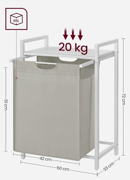 SONGMICS Koš na prádlo File 65L bílo-šedý