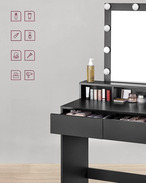 SONGMICS Kosmetický toaletní stolek Velisa 145 cm černý