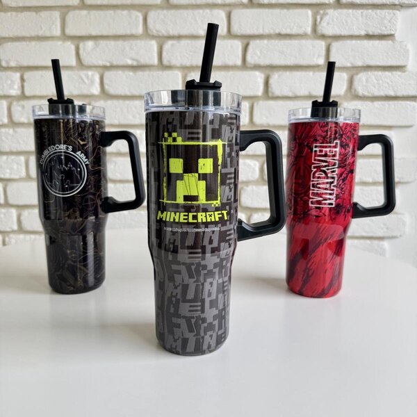 Nerezový termohrnek s brčkem, 940ml, Stor, Minecraft