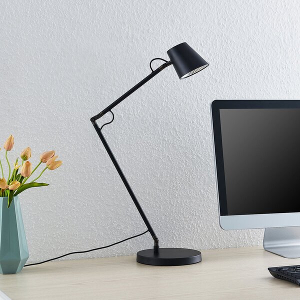 Stolní lampa Lucande, Tarris, stmívatelné, Černá, Pracovna, Kov, Moderní