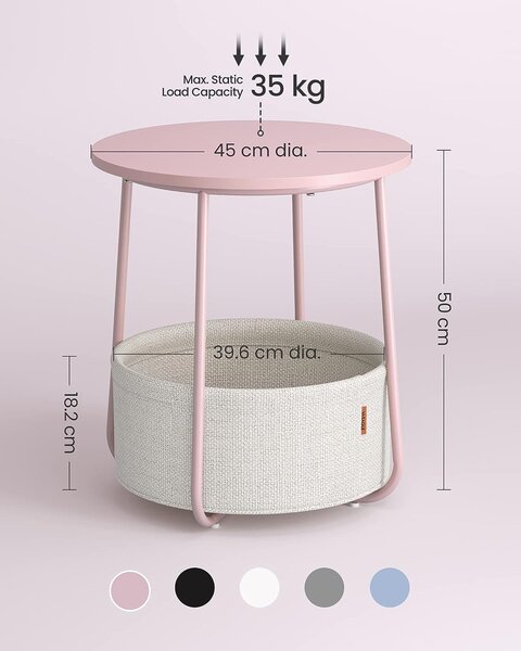 SONGMICS Odkládací stolek Vasagle Moris růžový