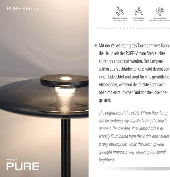 Paul Neuhaus Stojací LED lampa PURE Vitrum, 18W, v. 180 cm, 2700K Barva: Zlatá