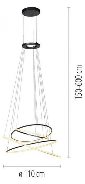 Paul Neuhaus Závěsné LED svítidlo PURE E-Flying Rings, 62W, ø 110 cm, CCT 2700-5000K