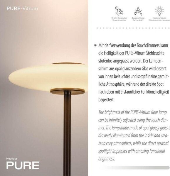 Paul Neuhaus Stojací LED lampa PURE Vitrum, 18W, v. 180 cm, 2700K Barva: Zlatá