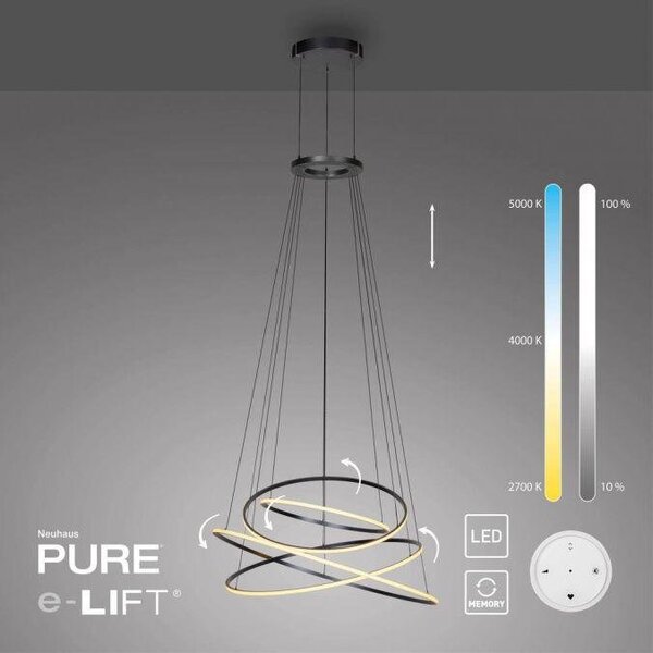 Paul Neuhaus Závěsné LED svítidlo PURE E-Flying Rings, 62W, ø 110 cm, CCT 2700-5000K