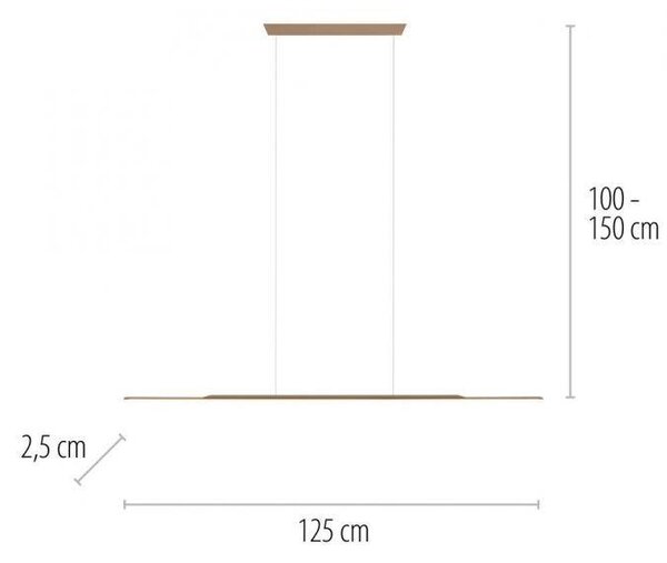 Paul Neuhaus Závěsné LED svítidlo PURE SURFACE, 21W, 125x25 cm, 3000K