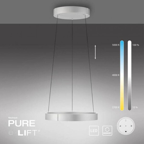 Paul Neuhaus Závěsné LED svítidlo PURE E-Popup, 51W, ø 50 cm, 2700-5000K Barva: Šedá