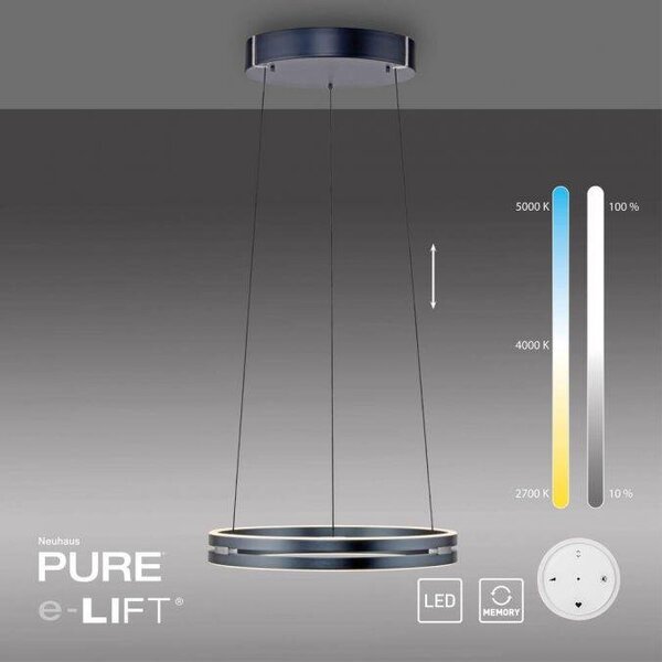 Paul Neuhaus Závěsné LED svítidlo PURE E-Loop, 50W, ø 50 cm, 2700-5000K Barva: Mystická šedá