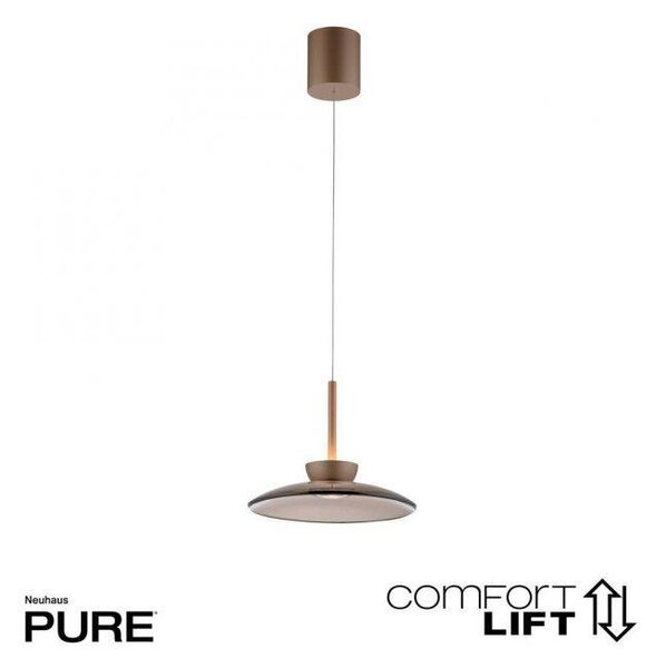 Paul Neuhaus Závěsné LED svítidlo PURE MOON bronz/amber, 20W, ø 32 cm, 2700K
