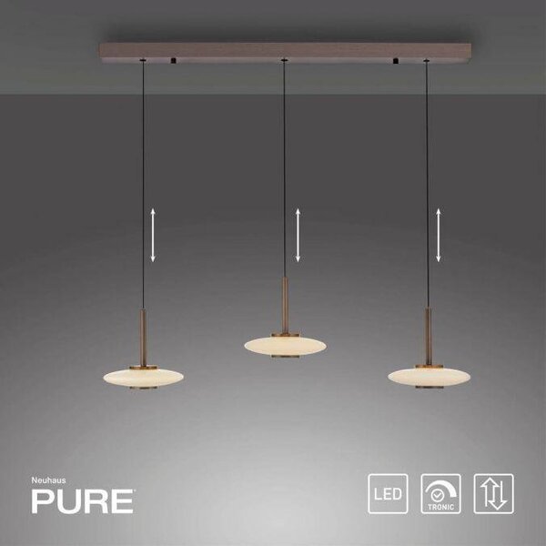 Paul Neuhaus Závěsné LED svítidlo PURE VITRUM, 34W, ø 22 cm, 2700K Barva: Hnědá-opalová