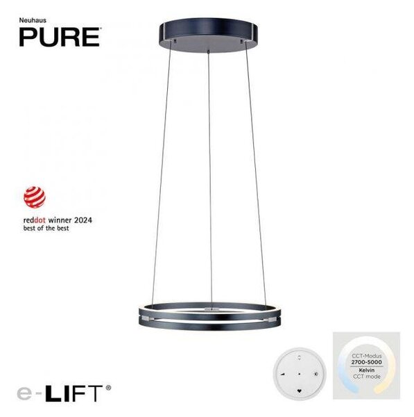 Paul Neuhaus Závěsné LED svítidlo PURE E-Loop, 50W, ø 50 cm, 2700-5000K Barva: Mystická šedá