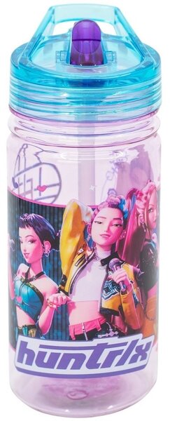 Láhev na pití KPop Demon Hunters, motiv HUNTR/X s brčkem - 475 ml