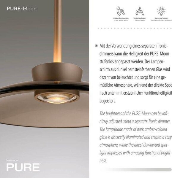 Paul Neuhaus Závěsné LED svítidlo PURE MOON bronz/amber, 20W, ø 32 cm, 2700K