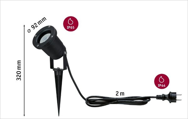 P 98896 Outdoor LED svítidlo - zápich do země IP44 3,5W GU10 černá - PAULMANN