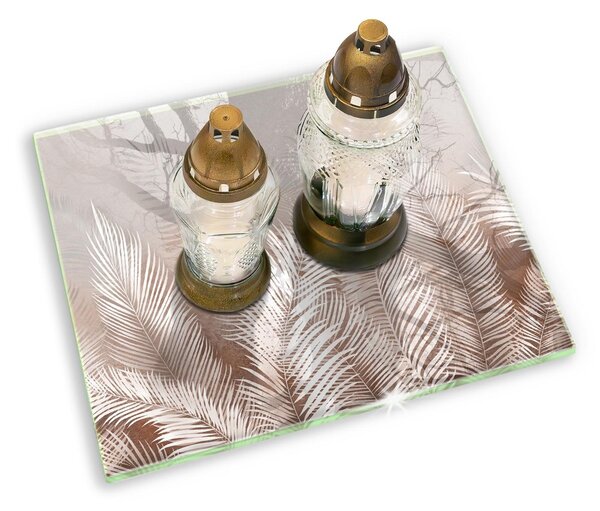 Skleněný tácek pod svíčku Boho vegetační listy ppz-00088324