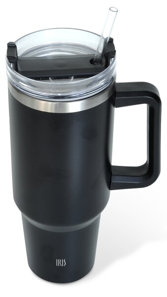 Termohrnek Tumbler s brčkem, 1,2l, Iris Barcelona, černá