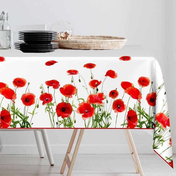 Voskovaný ubrus s potiskem vlčích máků červená 140x250 cm
