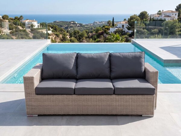 Umělý ratan zahradní 3-sofa Mallorca latte/šedá