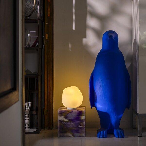 Stolní lampa Foscarini, Hoba Media, stmívatelné, Bílá, Obývací pokoj, Sklo, Design