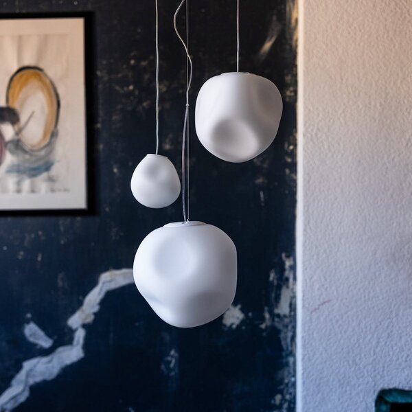 Závěsná svítidlo Foscarini, Hoba Media, stmívatelné, Bílá, Obývací pokoj, Sklo, Design