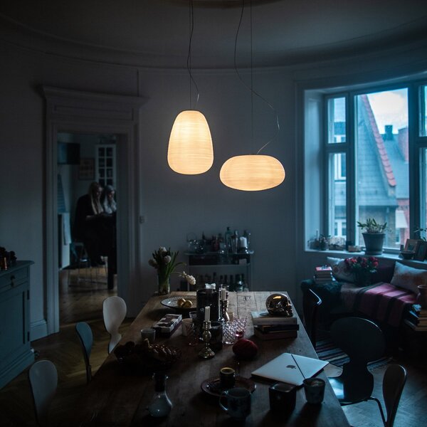 Závěsná svítidlo Foscarini, Rituals 1, stmívatelné, Bílá, Obývací pokoj, Sklo, Design