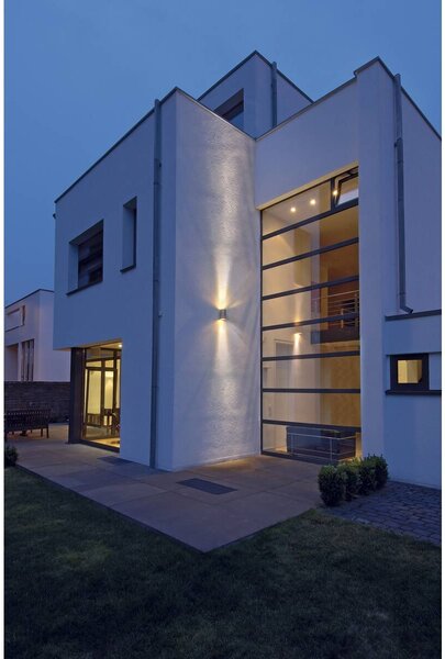 LA 1000334 ROX WALL OUT UP/DOWN QPAR11 venkovní nástěnné svítidlo kartáčovaný hliník max. 2x50W IP44 - BIG WHITE (SLV)