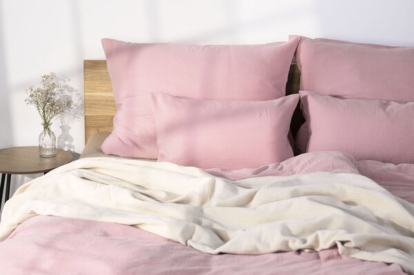 DARRÉ Celoroční mušelínové povlečení Soft Pink - GOTS Velikost: 140 x 200 + 70 x 90