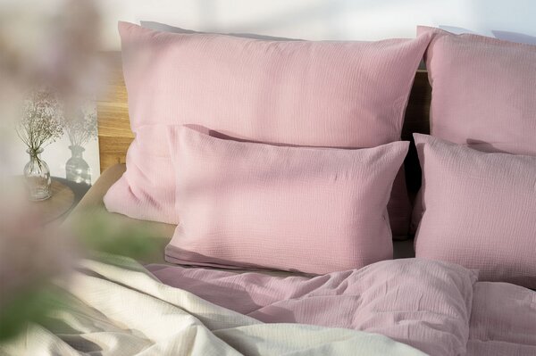 DARRÉ Celoroční mušelínové povlečení Soft Pink - GOTS Velikost: 140 x 200 + 70 x 90