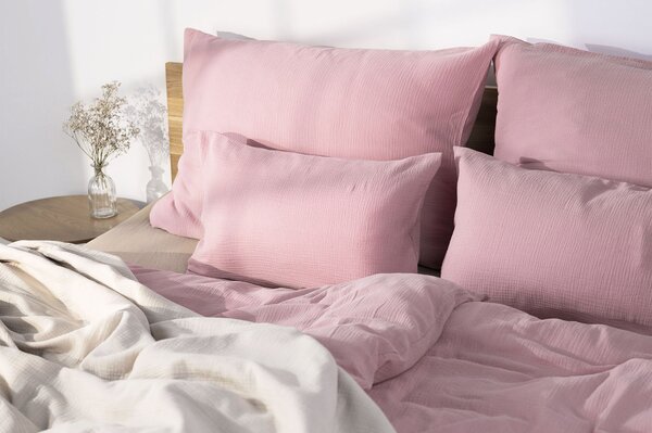 DARRÉ Celoroční mušelínové povlečení Soft Pink - GOTS Velikost: 140 x 200 + 70 x 90