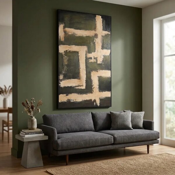 Kave Home Béžovo-zelený abstraktní obraz Emeri 200 x 120 cm