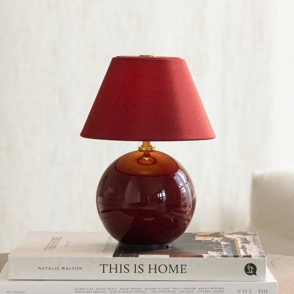 Stolní lampa Globen Lighting, IRIS, stmívatelné, Červená, Obývací pokoj, Tkanina / Textil, Design