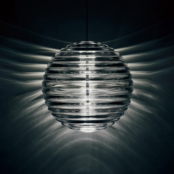 Závěsná svítidlo Tom Dixon, Press Sphere, stmívatelné, Transparentní, Obývací pokoj, Sklo, Design