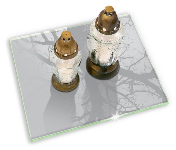 Skleněný tácek pod svíčku Barva šedá ppz-00260254