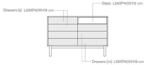 KOMODA CORVO KRÉMOVÁ 40 X 120 CM