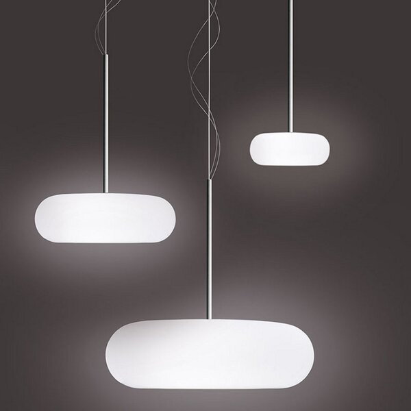 Závěsná svítidlo Artemide, Itka, stmívatelné, Bílá, Obývací pokoj, Sklo, Moderní