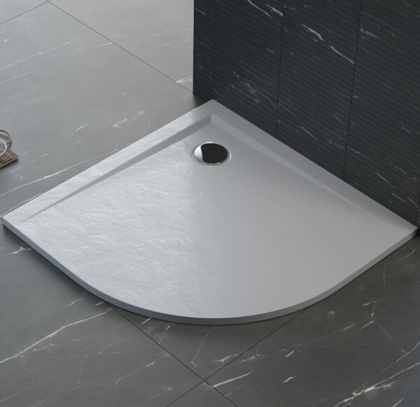 Polimat Perrito šedý beton čtvrtkruhová sprchová vanička, litý mramor Rozměr vaničky: 80x80cm