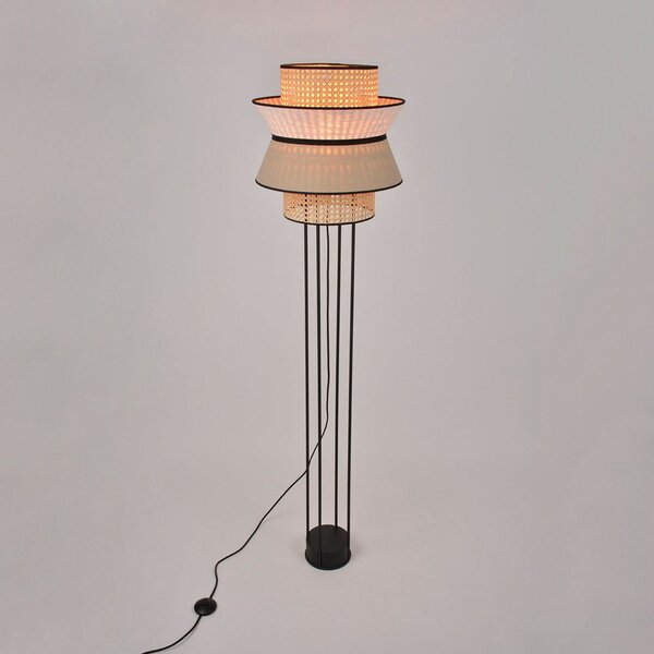 Stojací Lampa MARKET SET, Singapour DBL, Béžová, Obývací pokoj, Dřevo, Design
