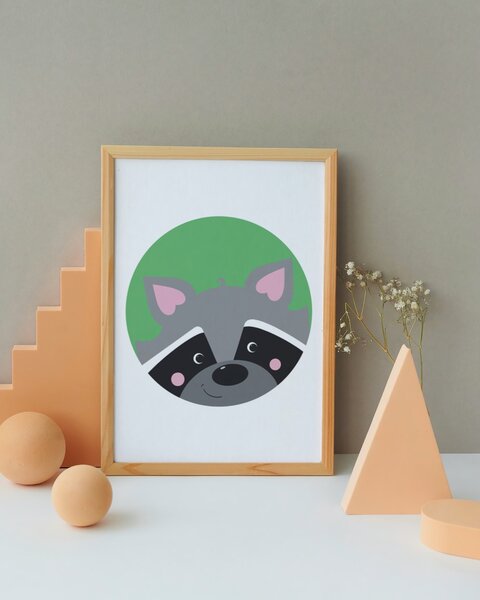 Plakát Jezevec (21x30cm) A4, Plakát do dětského pokoje, Plakát zvířátko, Ručně kreslený obrázek Barva: Zelená