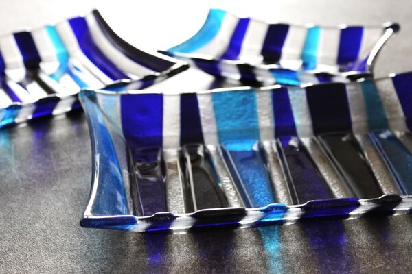 BDK-GLASS Skleněné mísy ETHNIK - modré Rozměr: 19x14cm