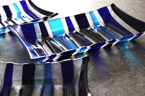 BDK-GLASS Skleněné mísy ETHNIK - modré Rozměr: 19x14cm