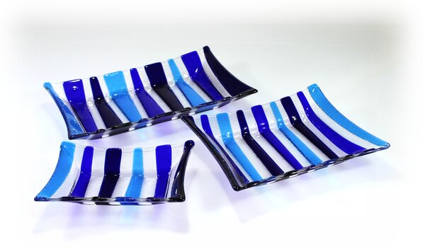 BDK-GLASS Skleněné mísy ETHNIK - modré Rozměr: 19x14cm