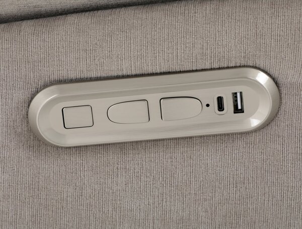 TV polohovací křeslo s elektrickým zabudovaným ovládáním LUXION — béžová látka, nosnost 160 kg