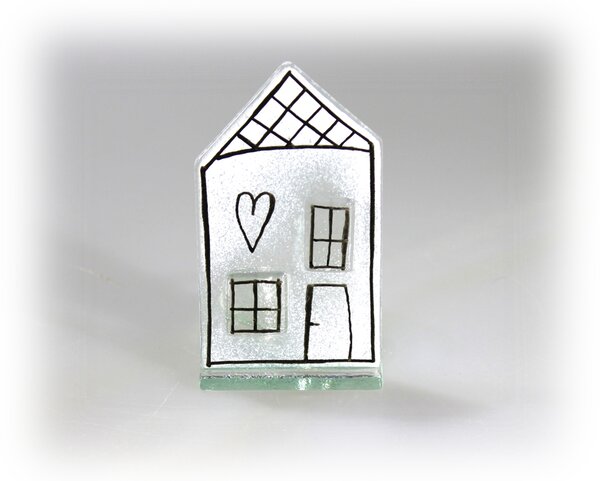 BDK-GLASS Skleněný domeček na čajovou svíčku Rozměr: 9x18cm
