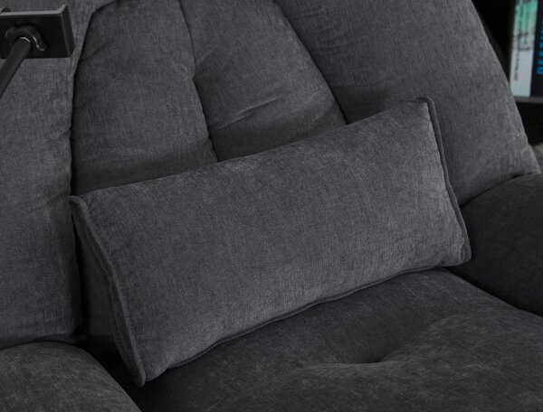 TV polohovací křeslo s elektrickým zabudovaným ovládáním LUMIO — šedá látka, nosnost 160 kg