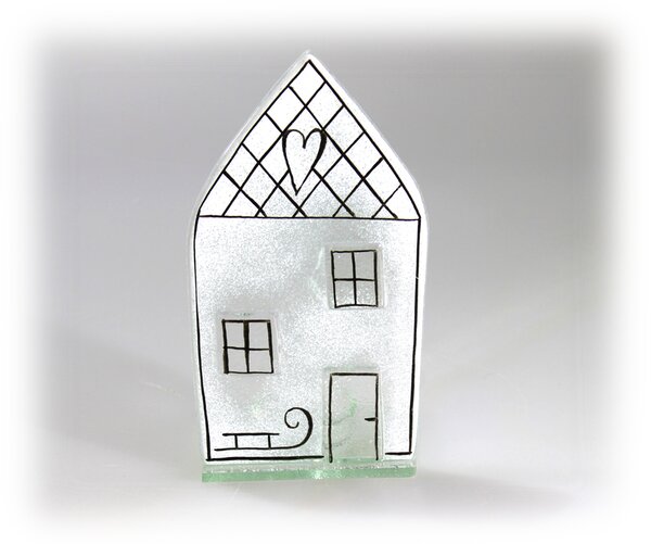 BDK-GLASS Skleněný domeček na čajovou svíčku Rozměr: 9x18cm
