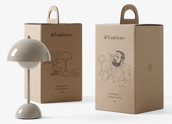 Stolní lampa &Tradition, Flowerpot VP9, stmívatelné, Šedá, Obývací pokoj, Plast, Design