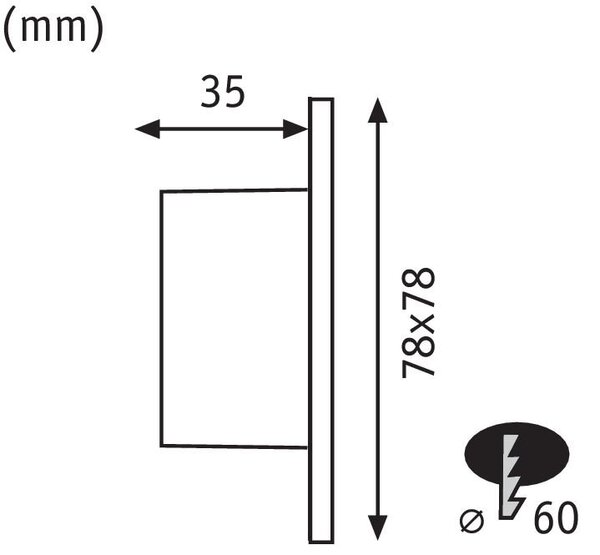 P 92922 AKCE - Zápustné svítidlo Wand hranaté do krabičky KU68 1,7W 100lm 230V - PAULMANN