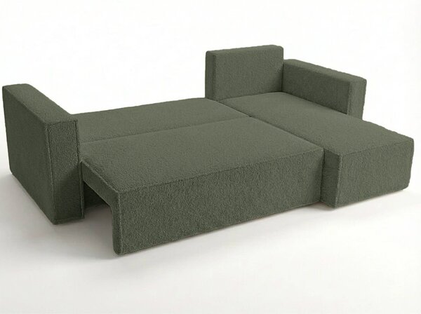 Rozkládací oboustranná sedací souprava do L SMART BOUCLE 232x143 cm, tmavě zelená