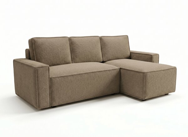Rozkládací oboustranná sedací souprava do L SMART BOUCLE 232x143 cm, tmavě béžová